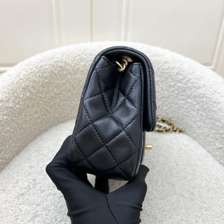 Chanel Pearl Crush Square Mini Flap in Black Lambskin and AGHW