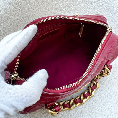 Chanel 20A Small Bowling Bag in Burgundy Calfskin and AGHW