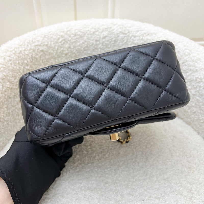 Chanel Pearl Crush Square Mini Flap in Black Lambskin and AGHW