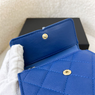 Chanel Filigree Trifold Compact Wallet in Blue Caviar SHW