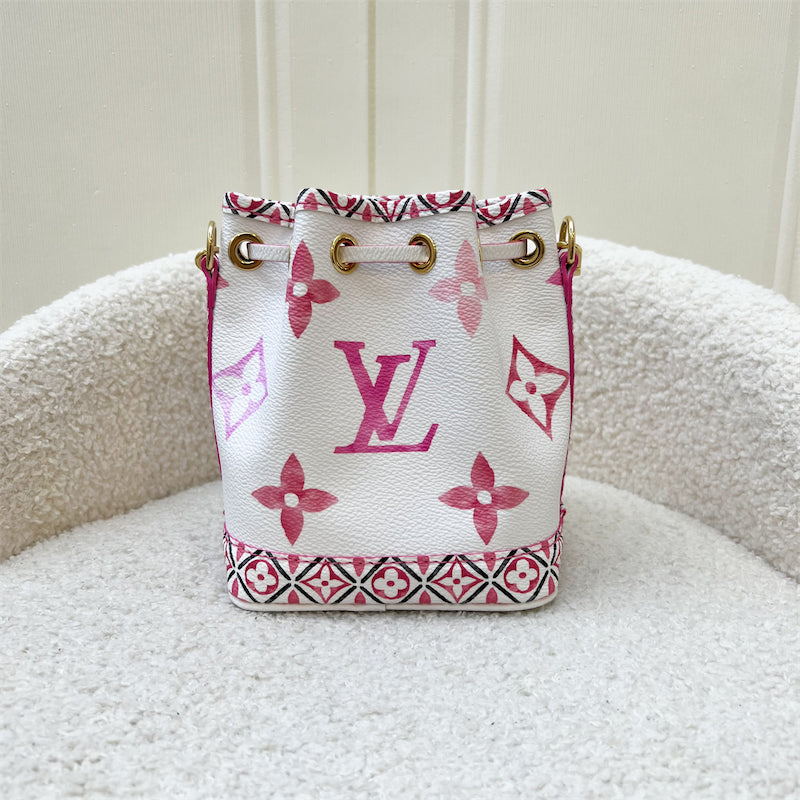 LV Nano Noe in By The Pool 2023 in White / Pink Canvas and GHW