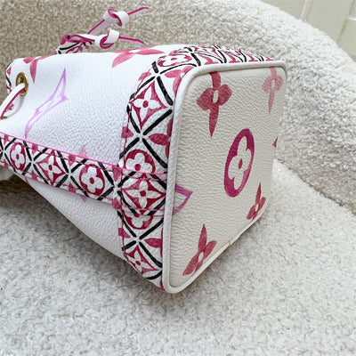 LV Nano Noe in By The Pool 2023 in White / Pink Canvas and GHW