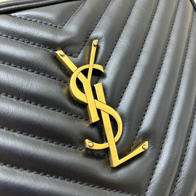 Saint Laurent YSL Lou Camera Bag in Black Calfskin and AGHW