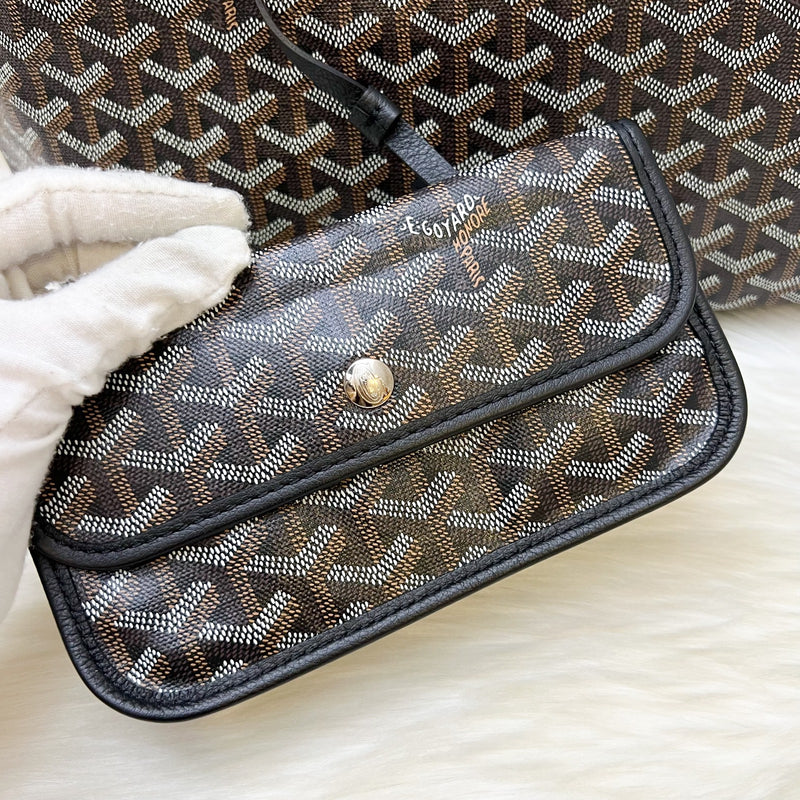 Goyard St Louis PM Tote in Black Signature Goyardine Canvas
