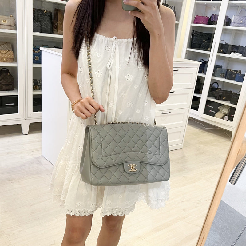 Chanel Mademoiselle Chic Flap in Grey Lambskin and Matte LGHW