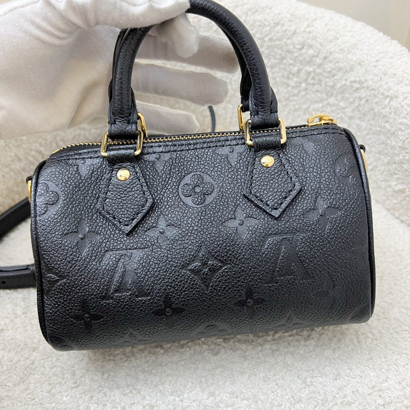 LV Nano Speedy in Black Monogram Empreinte Leather and GHW