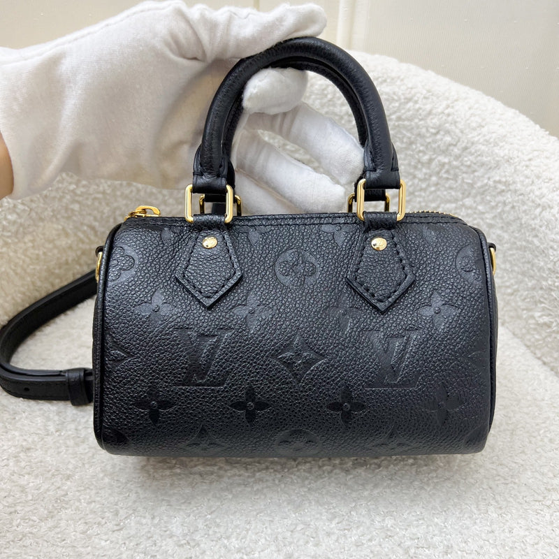 LV Nano Speedy in Black Monogram Empreinte Leather and GHW