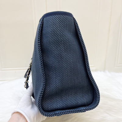 Chanel Medium Deauville Tote in Dark Blue Denim Canvas and LGHW