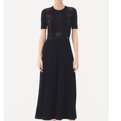 Chanel 25B Knitted Maxi Black Dress in Viscose and Polyester Sz 40 (Model: P80278)