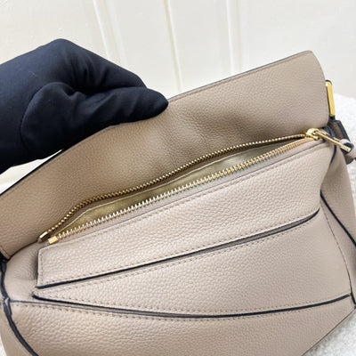 Loewe Small Puzzle Bag in Beige Grained Calfskin and GHW