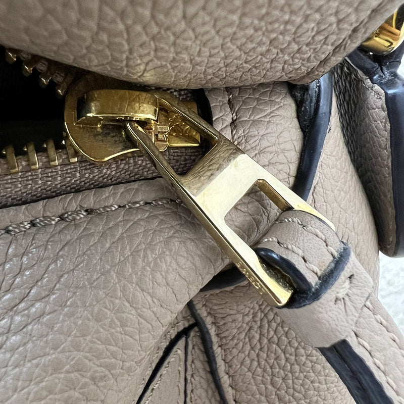 Loewe Small Puzzle Bag in Beige Grained Calfskin and GHW