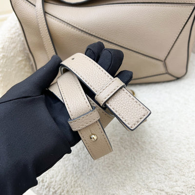 Loewe Small Puzzle Bag in Beige Grained Calfskin and GHW
