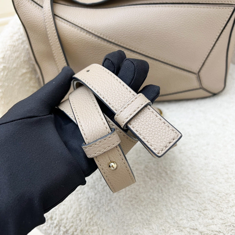Loewe Small Puzzle Bag in Beige Grained Calfskin and GHW