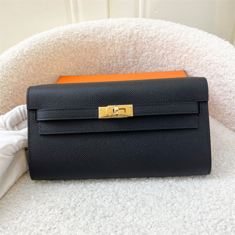 Hermes Kelly to Go in Noir Black Epsom Leather and GHW