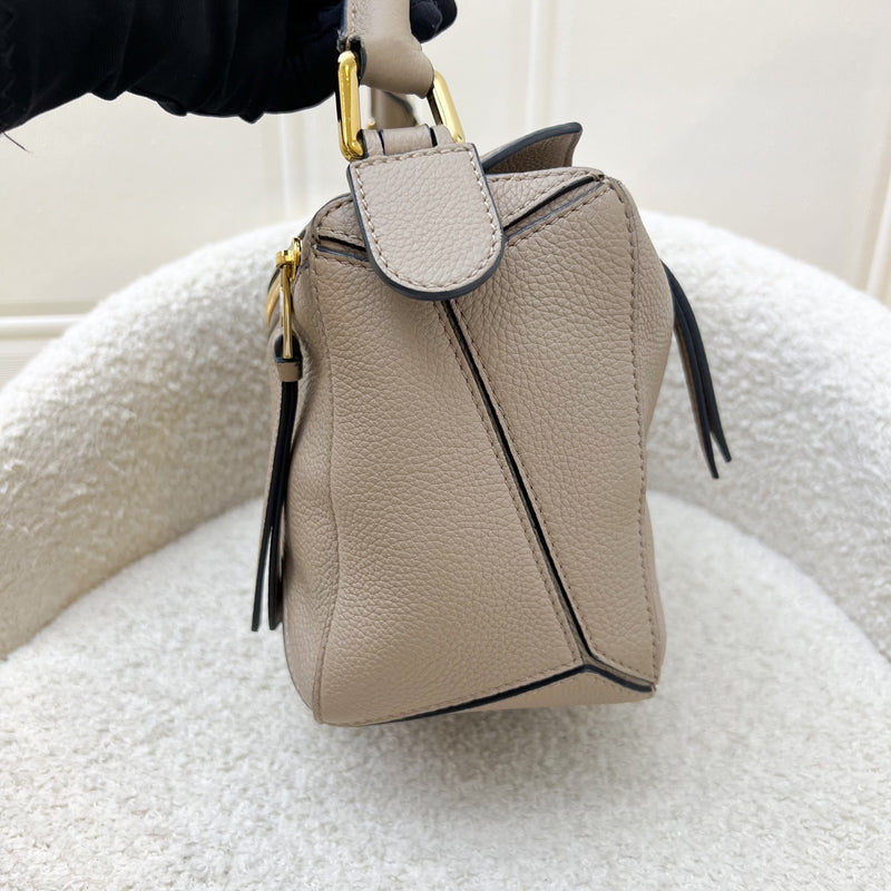 Loewe Small Puzzle Bag in Beige Grained Calfskin and GHW