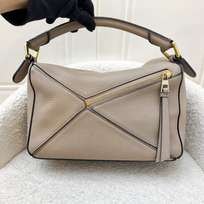 Loewe Small Puzzle Bag in Beige Grained Calfskin and GHW