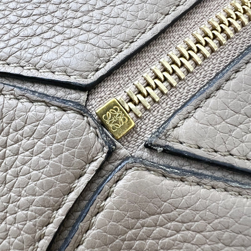 Loewe Small Puzzle Bag in Beige Grained Calfskin and GHW