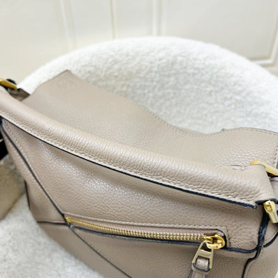 Loewe Small Puzzle Bag in Beige Grained Calfskin and GHW