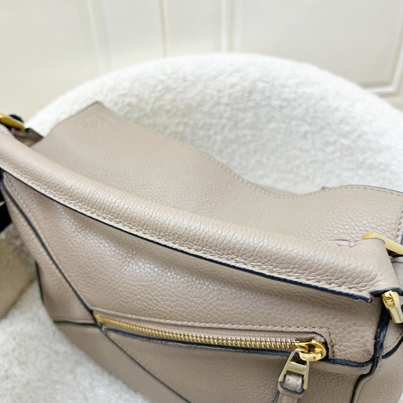 Loewe Small Puzzle Bag in Beige Grained Calfskin and GHW