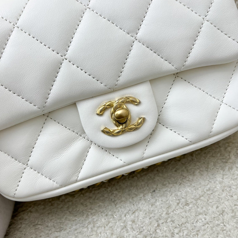 Chanel Seasonal Flap in White Lambskin and AGHW