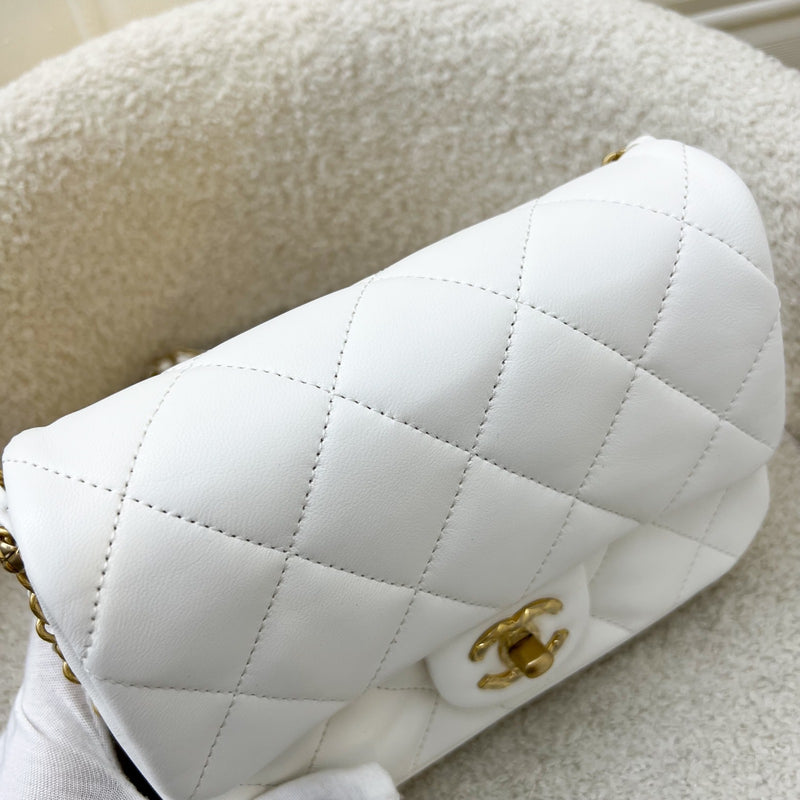 Chanel Seasonal Flap in White Lambskin and AGHW