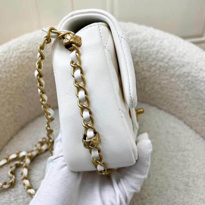 Chanel Seasonal Flap in White Lambskin and AGHW