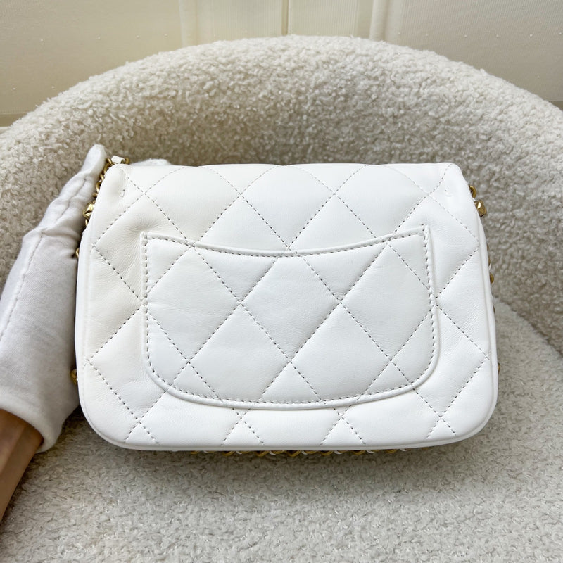 Chanel Seasonal Flap in White Lambskin and AGHW