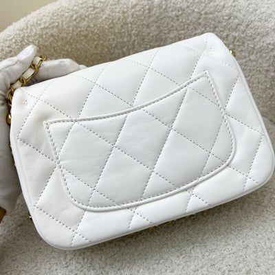 Chanel Seasonal Flap in White Lambskin and AGHW