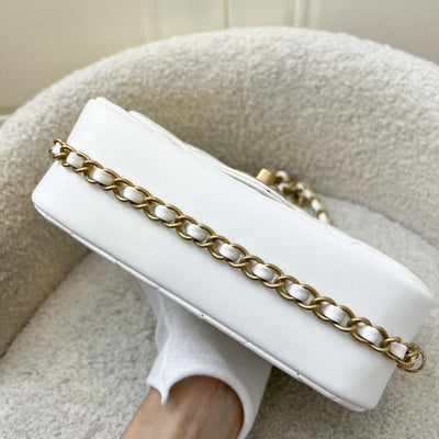 Chanel Seasonal Flap in White Lambskin and AGHW