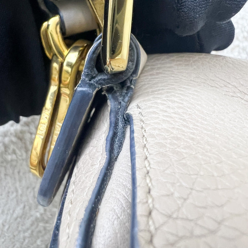Loewe Small Puzzle Bag in Beige Grained Calfskin and GHW