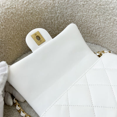 Chanel Seasonal Flap in White Lambskin and AGHW