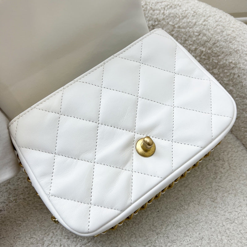 Chanel Seasonal Flap in White Lambskin and AGHW