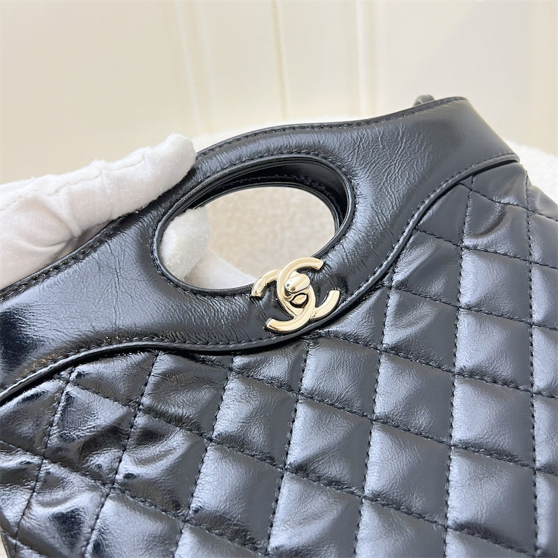 Chanel 31 Mini / Small Bag in Black Shiny Calfskin and LGHW