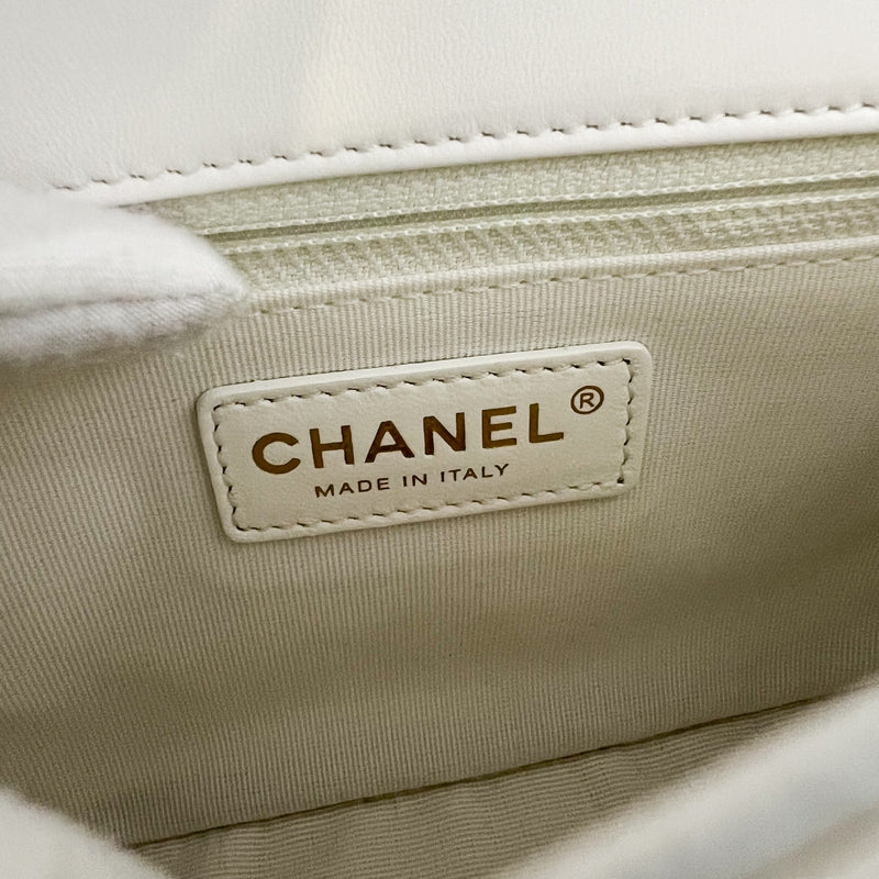 Chanel Seasonal Flap in White Lambskin and AGHW