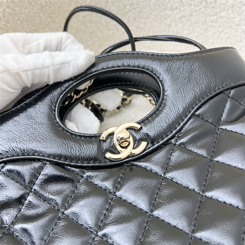 Chanel 31 Mini Small Bag in Black Shiny Calfskin and LGHW