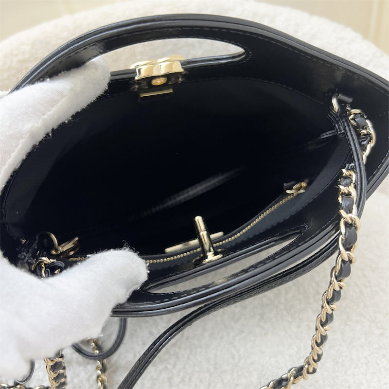 Chanel 31 Mini / Small Bag in Black Shiny Calfskin and LGHW