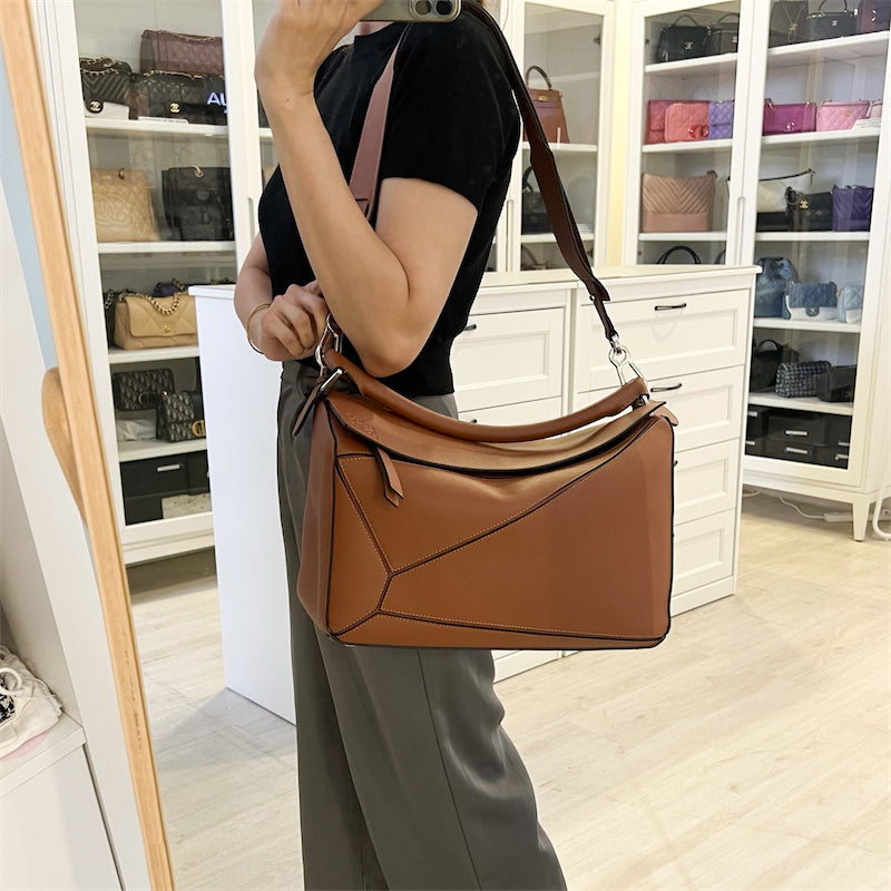 Loewe Large Puzzle Bag in Tan SHW