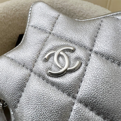 Chanel VIP Gift 2024 Star Pouch Charm in Iridescent Silver Lambskin and SHW