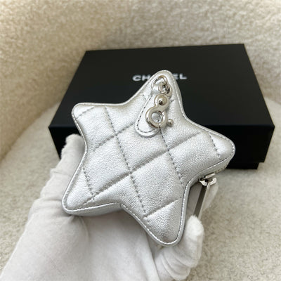 Chanel VIP Gift 2024 Star Pouch Charm in Iridescent Silver Lambskin and SHW