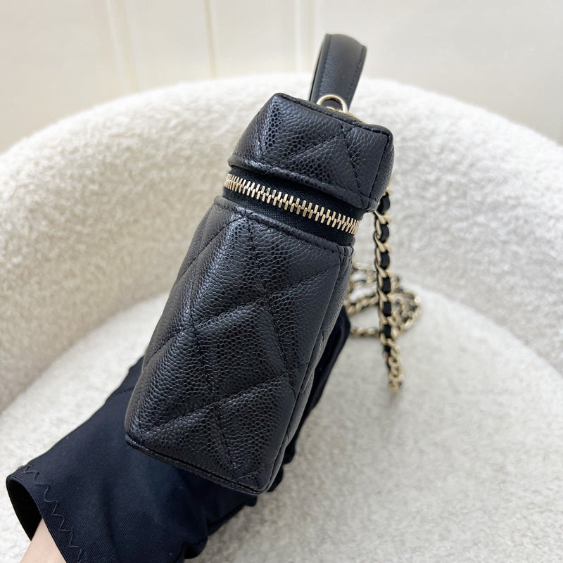 [Like New - Local Set - Jan 2025] Chanel 25C Vanity / Clutch with Chain (LP Style Bag) in Black Caviar and LGHW (Model: AP4385)