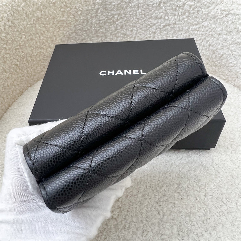 Chanel Trifold Small Compact Wallet in Black Caviar and LGHW