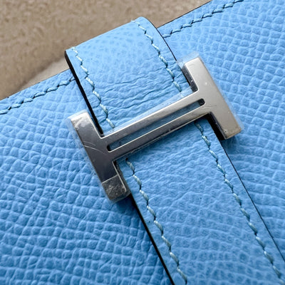 Hermes Bearn Mini Wallet in Blue Celeste Epsom Leather and PHW