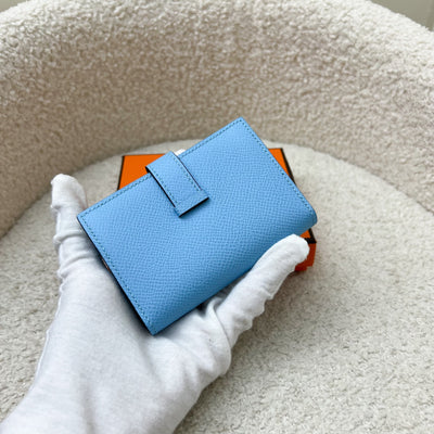 Hermes Bearn Mini Wallet in Blue Celeste Epsom Leather and PHW