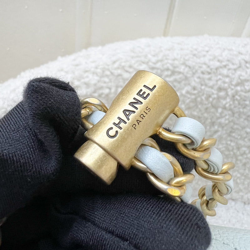 Chanel 21K Perfect Mini Flap Bag with Adjustable Chain in Iridescent Mint Caviar and AGHW (Model: AS2855)