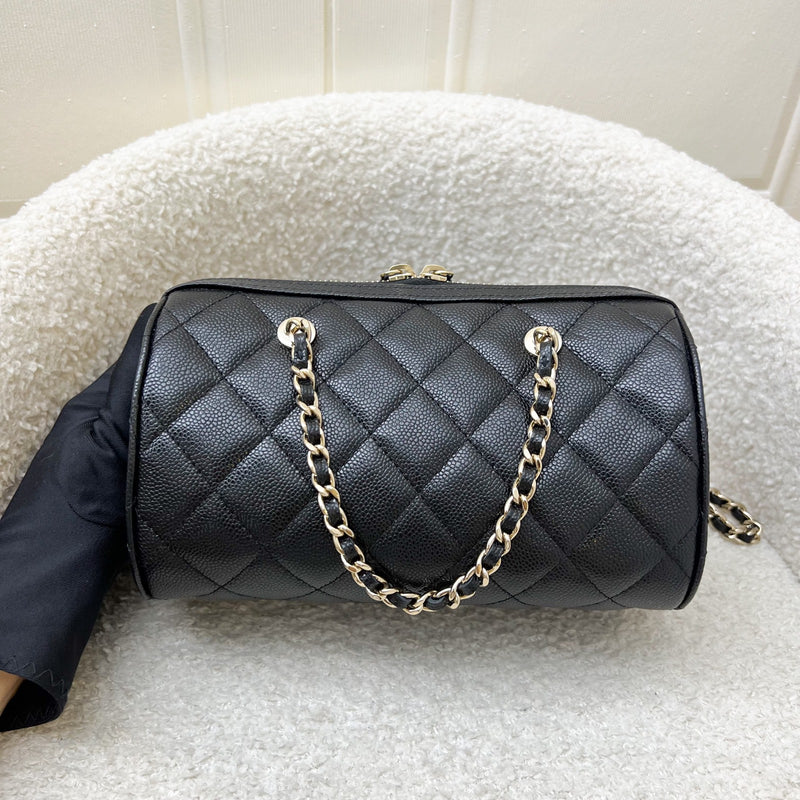 [Below Retail Deal!] Chanel 25P Bowling Bag in Black Caviar and LGHW (Model: AP4474)