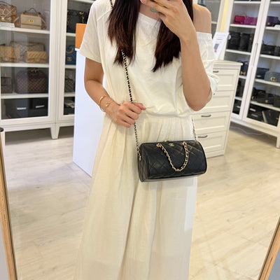 [Below Retail Deal!] Chanel 25P Bowling Bag in Black Caviar and LGHW (Model: AP4474)