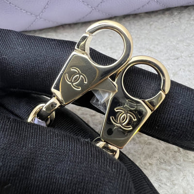 Chanel Small (24cm) Coco Handle Flap in 21K Lilac Caviar and LGHW (Model: A92990)