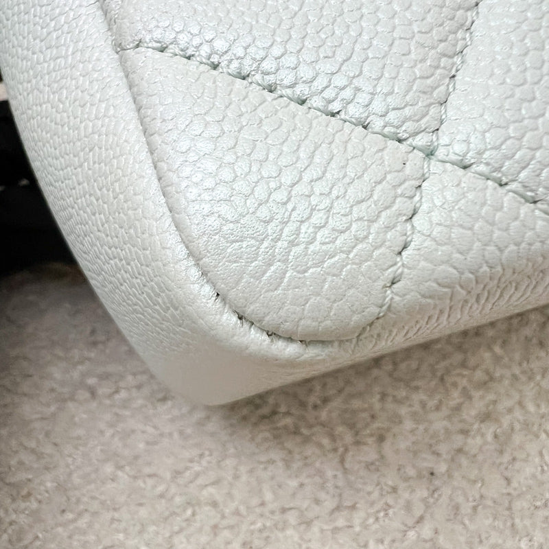 Chanel 21K Perfect Mini Flap Bag with Adjustable Chain in Iridescent Mint Caviar and AGHW (Model: AS2855)