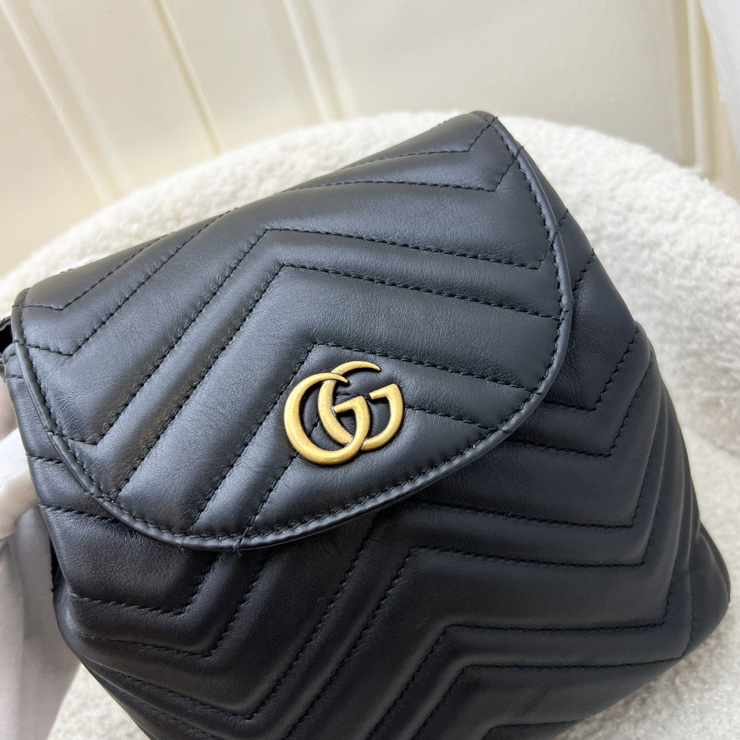 Gucci GG Marmont Backpack in Black Calfskin and AGHW