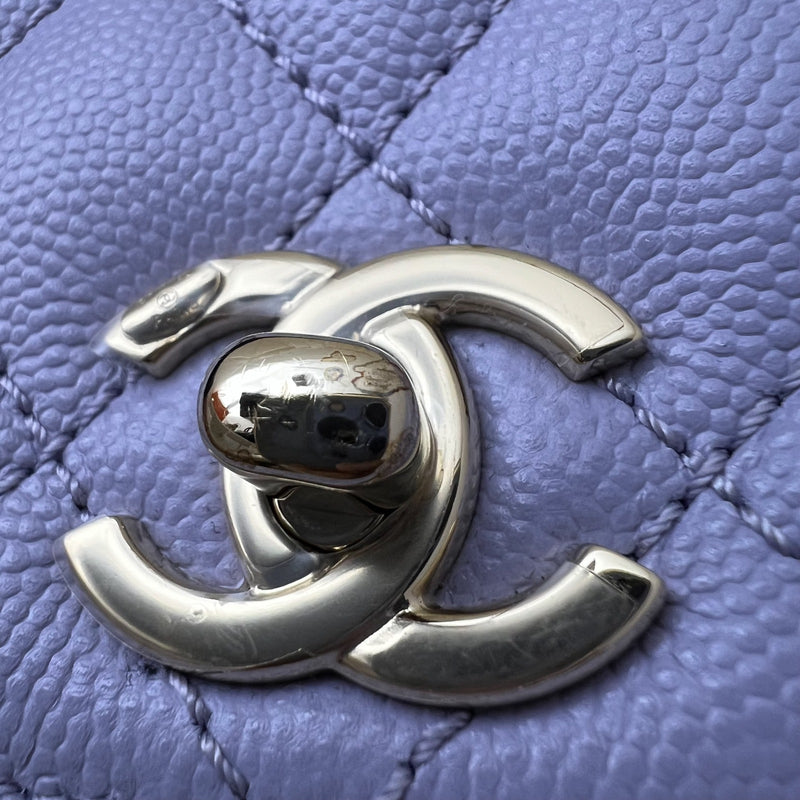 Chanel Small (24cm) Coco Handle Flap in 21K Lilac Caviar and LGHW (Model: A92990)